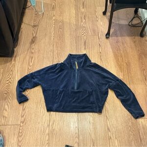 Prana Dark Blue Velour Ribbed Zip-Up Sweatshirt